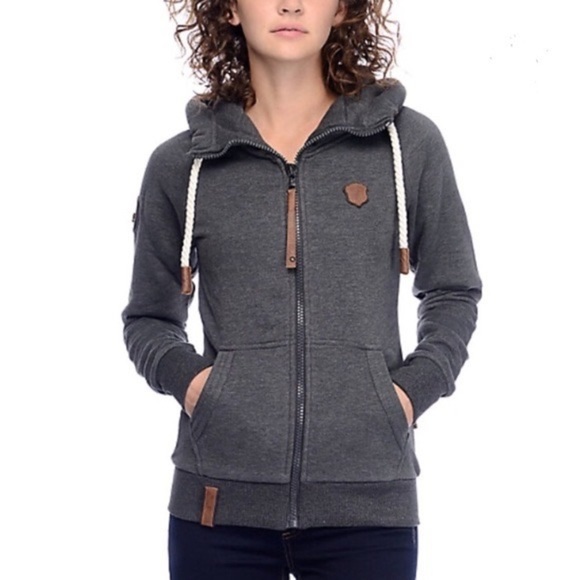 Naketano Tops - NAKETANO Brazzo Grey Full Zip Hoodie Sweater Lined High Collar Jacket